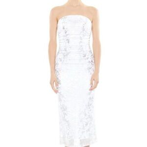 Metallic Burnout Tube Midi Dress